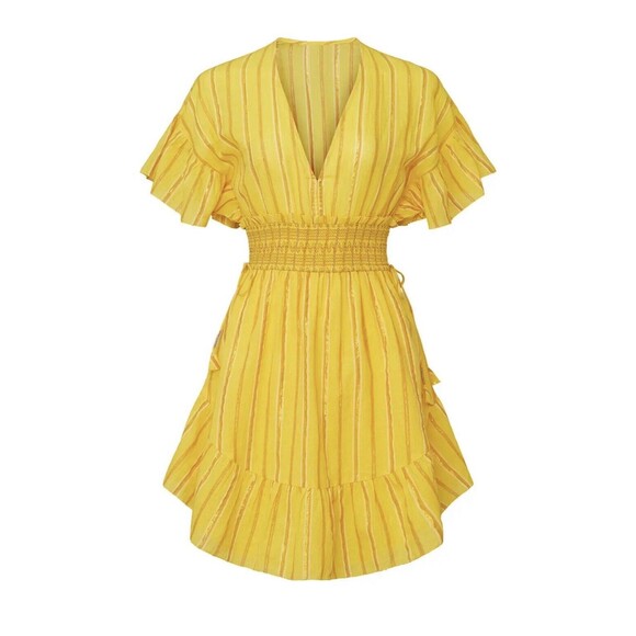 SAYLOR Adrianne Ruffle Sleeve Lightweight Yellow‎ Mini Dress SIZE SMALL - Picture 13 of 13